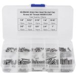 150 pices 9 tailles 2 - 56 kit de vis  tte hexagonale unc avec bote de rangement en plastique