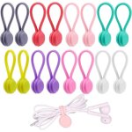16 attaches magn�tiques r�utilisables en silicone pour c�bles, �couteurs, c�bles usb, stylos de charge ...