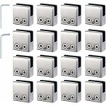 16 pcs pince verre 8 - 10mm en acier inoxydable 304 r�glable angulairement fixation miroir mural, pour ...