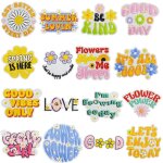 16 pi�ces autocollant de patch phrases broderie patch thermocollant, iron on patches stickers ecusson ...