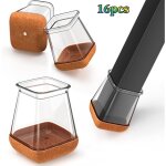16 pices de protections de pieds de chaise carres transparentes de taille s (13 - 20 mm), protections ...