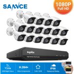 Sannce - 16ch cctv security system outdoor waterproof night vision email alert video surveillance kit ...