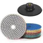 16pi�ces 4 pouces polissage pad diamant tampons de polissage disque avec support pad pour granit en b�ton ...