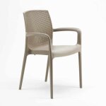 18 chaises de jardin accoudoirs poly - rotin boheme grand soleil - beige