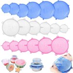 18 pcs couvercle silicone alimentaire ? 6 tailles diff�rentes couvercle pot yaourt, sans bpa, couvercles ...