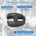 19 pcs crowfoot ensemble de cl�s, ensemble de cl� � fourche � emmancher 1 / 2  3 / 8 , entra�nement ext�rieur ...