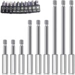 19 pi�ces 1 / 4' hexagonale magn�tiques porte embout visseuse tournevis torx long rallonge embout visseuse ...