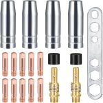 19 pi�ces accessoires mig mb15ak, buse de gaz de contact de torche de soudure, d'outils de soudage consommable ...