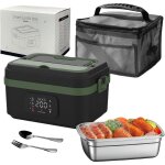 1l gamelle chauffante, rechargeable lunch box �lectrique avec minuterie et fonction, utilisation de 70min ...