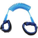 1m5 bleu bracelet de s�curit� enfant double liens avec harnais velcro / anti perte, evenements de foule, ...