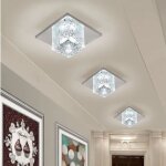 1pcs blanc plafonnier cristal cube 5w 18cm lampe de plafond en acier inoxydable lustre eclairage blanc ...