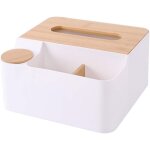 1pc bote de mouchoirs en bois avec compartiments organisateur de rangement tlcommande et objets divers ...