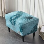 1pc (feuilles bleu lac)housse ottomane housses de pouf extensible rectangulaire, housse de repose - pieds ...