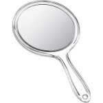 1pc miroir transparent avec poign�e miroir � main double face portable miroir avec manche en plastique ...