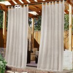 1pc rideaux en lin d'ext�rieur pour cour imperm�ables, auto - adh�sifs amovibles, naturels (52108pouces) ...