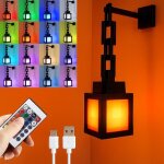 1pcs veilleuse lanterne pixlise, lampe d'ambiance murale led 16 couleurs avec tlcommande, pour chambre ...