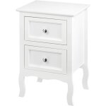 1x table de chevet en mdf, design r�tro et classique, avec 2 tiroirs, blanc - woltu