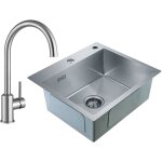 Cecipa - 2 en 1 evier 1 bac 50 x 45 x 18, 5cm + robinet de cuisine - mitigeur de cuisine et vier en ...