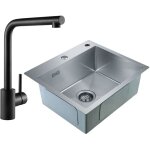 Cecipa - 2 en 1 evier 1 bac 50 x 45 x 18, 5cm sans distributeur de savon + mitigeur de cuisine noir Cecipa - 2 en 1 evier 1 bac 50 x 45 x 18, 5cm sans distributeur de savon + mitigeur de cuisine noir