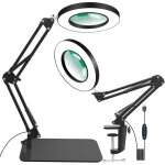 2 en 1 lampe de bureau loupe, 10x loupe avec lumi�re et support, lampe de bureau avec 3 modes de couleurs ...