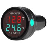 2 en 1 voltm�tre num�rique thermom�tre dc 12v 24v 36v, batterie tension temp�rature m�tre moniteur testeur ...