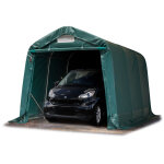 Toolport - 2, 4x3, 6m garage, abri pvc 800n, h. 2m, vert fonc�, (type de sol : sol dur)
