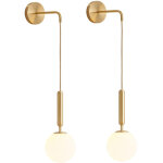 2 appliques murales modernes en laiton et verre, lampe de chevet pour hall ou chambre, ampoule non incluse. ...