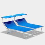 2 bains de soleil xl de jardin piscine transat en aluminium grande italia stock - bleu