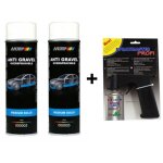 2 bombes de peinture anti gravillons blanc motip avec pistolet pour bombe a�rosol