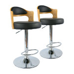 Paris prix - lot de 2 chaises de bar 'david' 90 - 110cm chne clair & noir