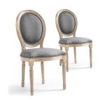 Paris prix - lot de 2 chaises médaillon tissu 'versailles' 96cm gris clair Paris prix - lot de 2 chaises médaillon tissu 'versailles' 96cm gris clair