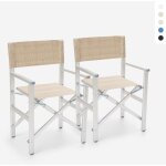 2 chaises de plage pliantes portables en textilne aluminium regista gold - beige