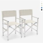 2 chaises de plage pliantes portables en textilne aluminium regista gold - gris