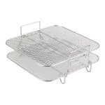 Tlily - 2 - couches air fryer rack grille empilable en acier inoxydable pour 4. 2 - 5. 8qt kitchen four ...