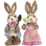 2 d�corations table guirlande lapins paille faite main. d�coration printani�re p�ques pour jardin, maison. ...