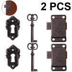 2 ensembles de serrure de porte d'armoire vintage, serrure d'armoire, serrure de meuble antique avec ...