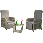 Mucola - 2 fauteuils + table en poly - rotin gris, salon, suite, salon de jardin, chaise de jardin