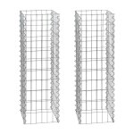 Estexo - 2 gabions � pierres colonne � 4 coins en m�tal galvanis� hauteur 100 cm