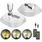 2 jeux de spots led tricolores sans fil avec t�l�commande, minuterie, rechargeable, dimmable, blanc