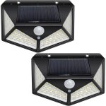 2 lampes solaires ext�rieures 100 led, �clairage mural sans fil � 270� , solaires de jardin �tanches ...