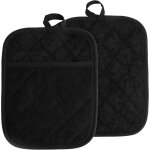 2 maniques four r�sistants chaleur, 18 x 23 cm, silicone antid�rapant, noirs, cuisine / barbecue