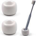 2 mini porte - brosse � dents en c�ramique pour salle de bain (blanc)