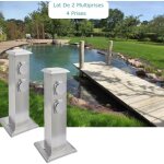 Le poisson qui jardine - 2 multiprises bornes inox 4 prises lectriques pour jardin et extrieur - argent ...