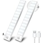 (2 pack) lampe d'armoire 36 led, rechargeable usb sans fil led lampe de placard � d�tecteur de mouvement, ...