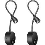 2 pack lampe chevet murale, lumi�res applique liseuse led col de cygne lumi�re 3w, 3000k blanc chaud ...