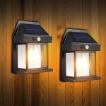 2 pack (noir) lumi�res solaires ext�rieures, lanterne murale �tanche ip65 avec d�tecteur de mouvement ...
