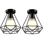 2 pack plafonniers industrielles 20cm m�tal cage noir vintage suspension luminaire r�tro lampe de plafond ...