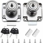2 packs serrure de tiroir de bureau, serrure de meuble � cylindre utilisation pour fermer des placards, ...