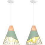 2 packs suspensions luminaires modernes industrielles bois lustre abat - jour m�tal vintage forme cage ...