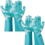 Venteo - 2 paires de gants de toilettage en silicone pet glove vert - adulte